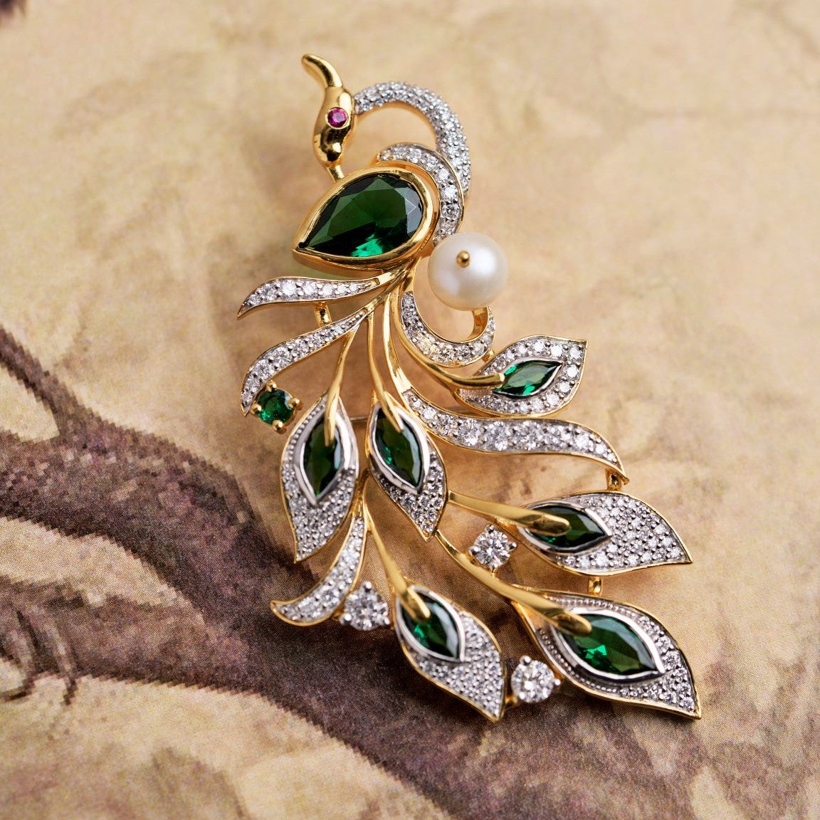 Aurelia Peacock Brooch