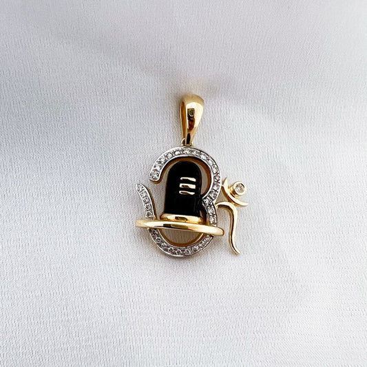 Om Shiva yellow gold Diamond Pendant