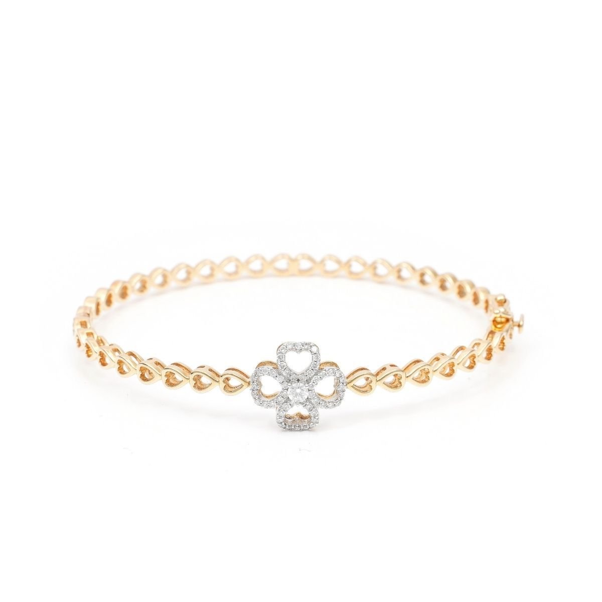18K yellow gold diamond bracelet with 53 round diamonds - zivar.in