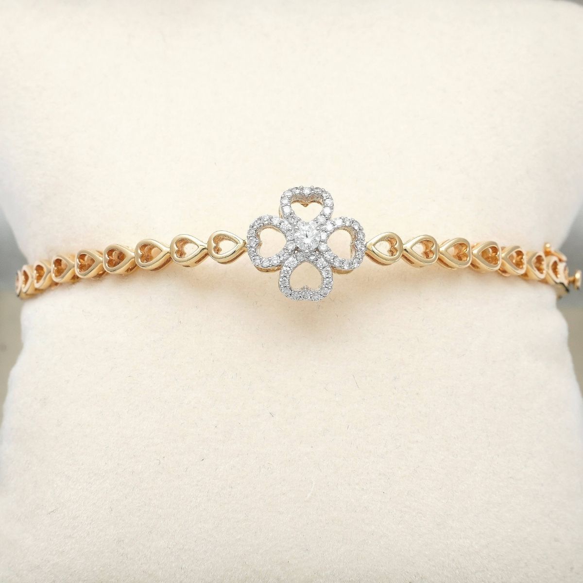 18K yellow gold diamond bracelet with 53 round diamonds - zivar.in