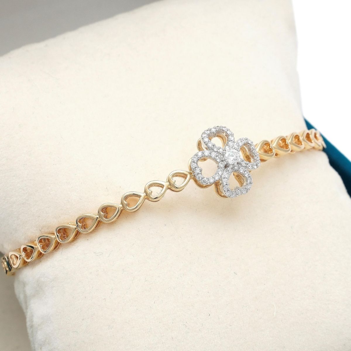18K yellow gold diamond bracelet with 53 round diamonds - zivar.in