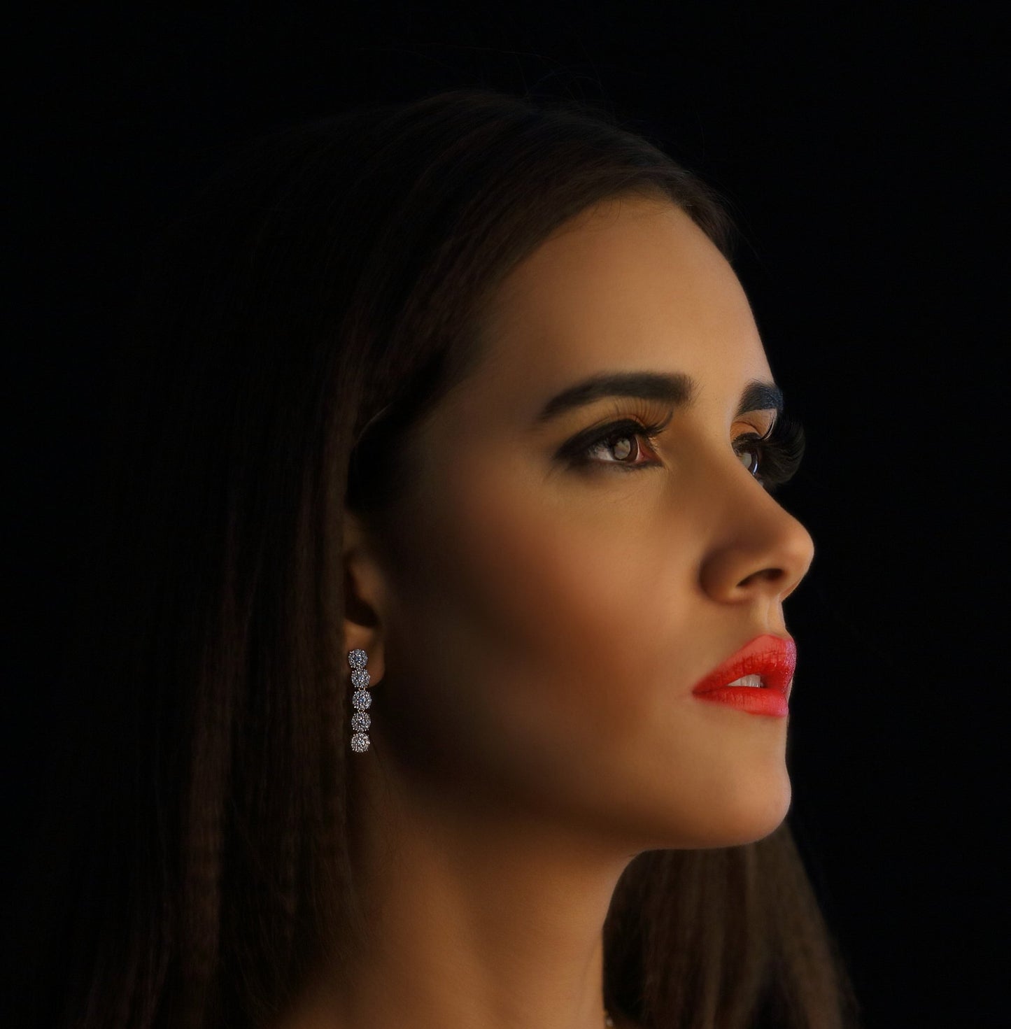 Crystal Single Line Diamond Earring - zivar.in