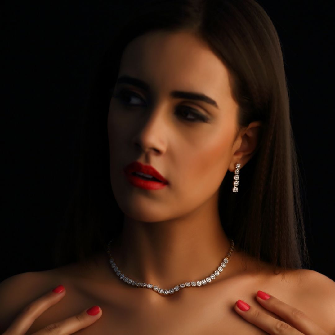 CRYSTAL SINGLE LINE DIAMOND NECKLACE - zivar.in
