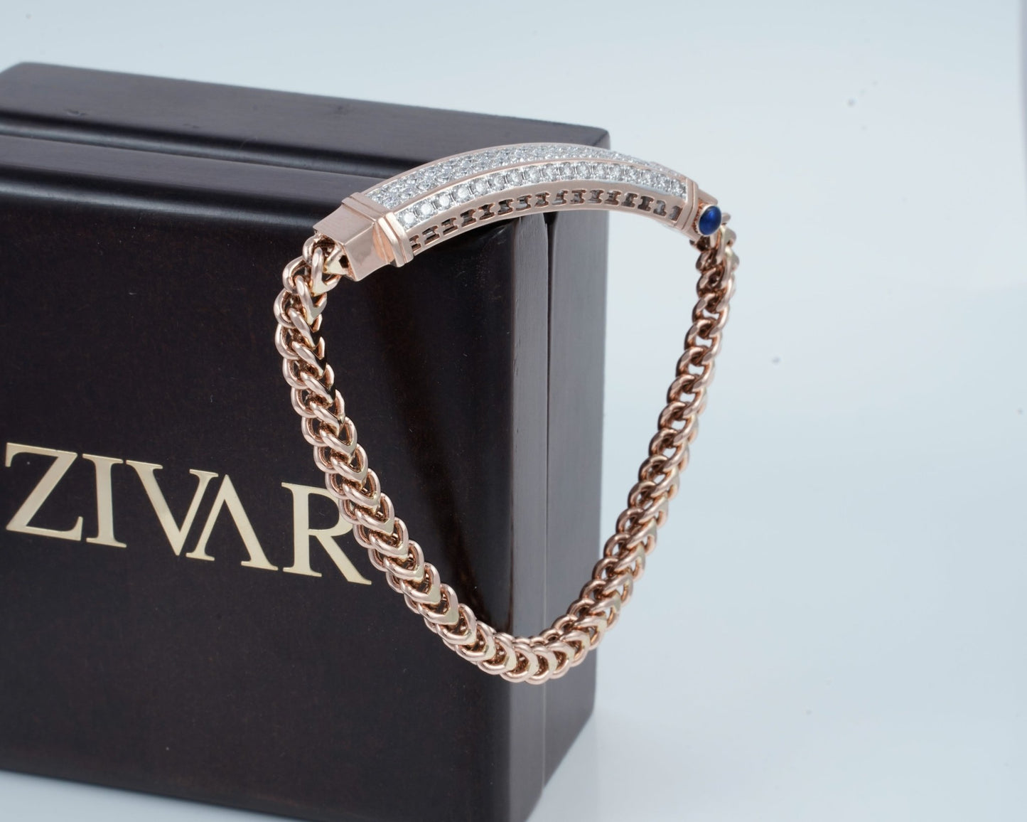 14KT Rose Gold Diamond Bracelet with 2.114 Carat Round VS GH Certified Diamonds - Zivar.in