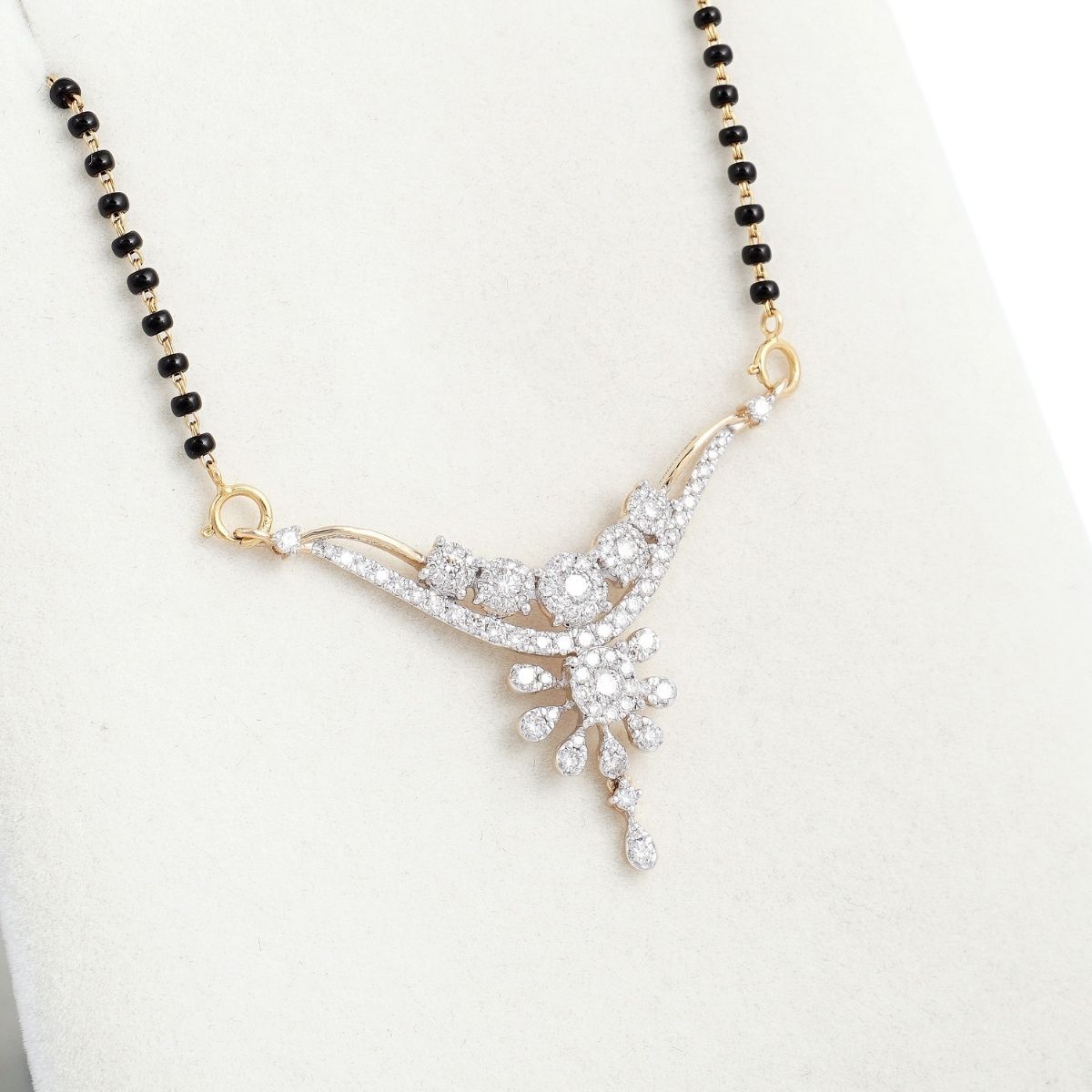 18K Yellow Gold Diamond Mangalsutra with 1.49 Ct SI IJ Diamonds - Zivar.in
