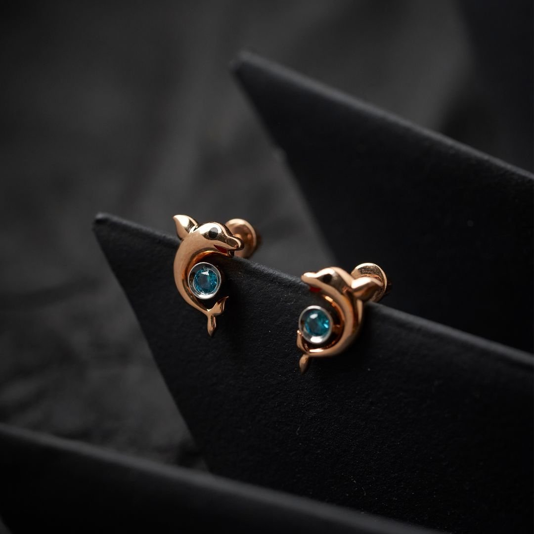 Fish Eye Gold Earring - zivar.in