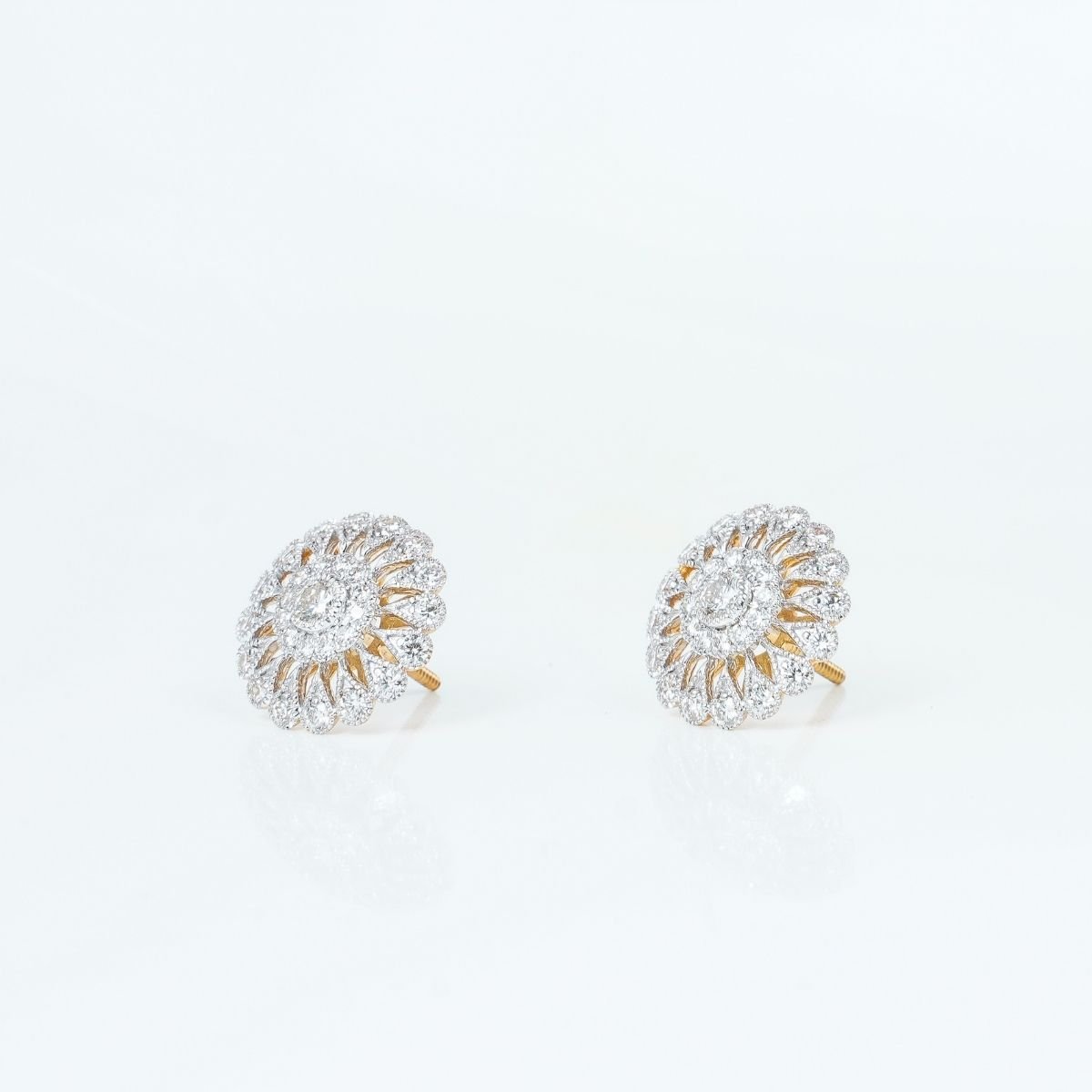 18K Yellow Gold Diamond Studs Earrings with 1.665 Ct VS GH Diamonds - Zivar.in