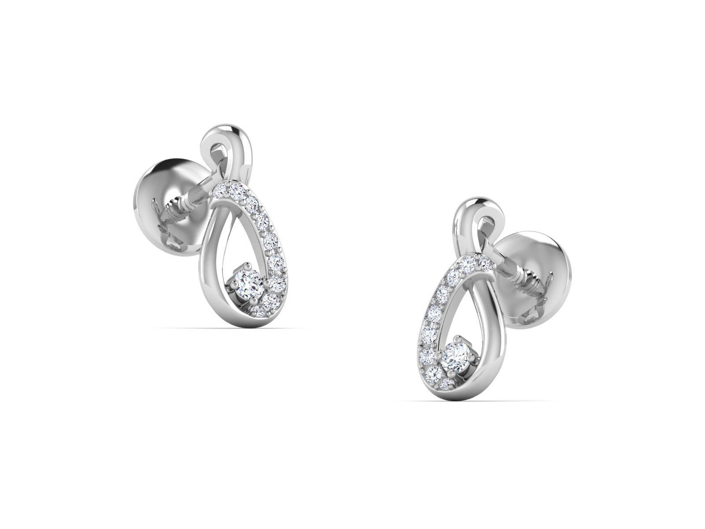 Gina Diamond Earrings in 18K White Gold with 0.10 Ct VS GH Diamonds - Zivar.in