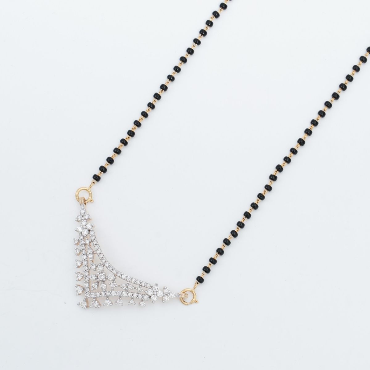 18KT Yellow Gold Diamond Mangalsutra with 1.24 Carat Round SI IJ Certified Diamonds - Zivar.in