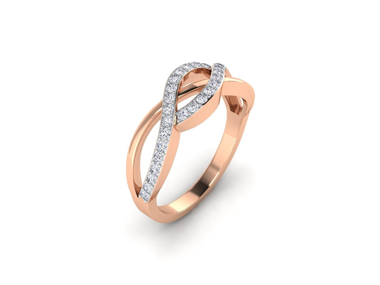 Itzel Diamond Ring in 18K solid rose gold with 32 certified round diamonds - Zivar.in