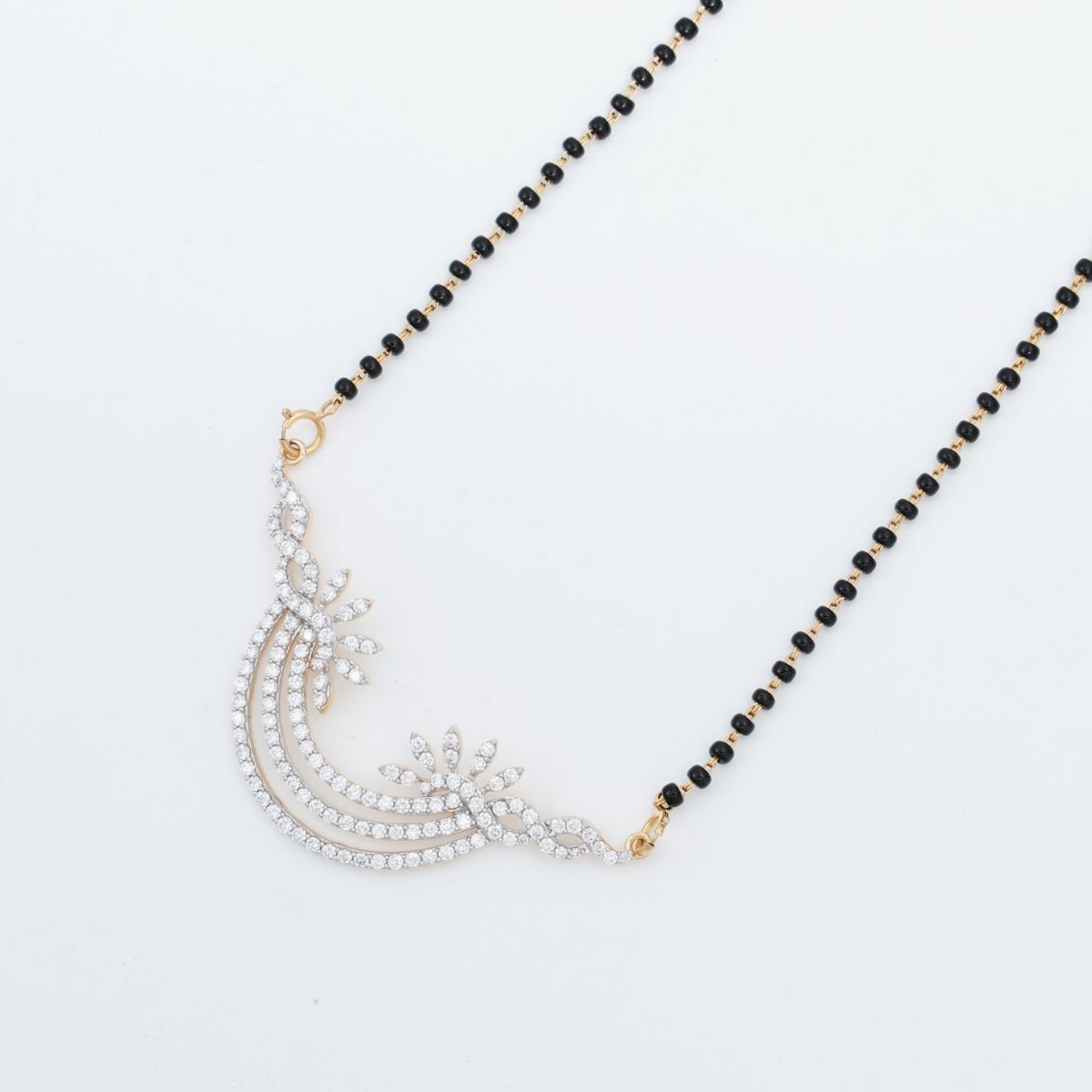 18KT Yellow Gold Diamond Mangalsutra with 1.707 Carat Round VS GH Certified Diamonds - Zivar.in