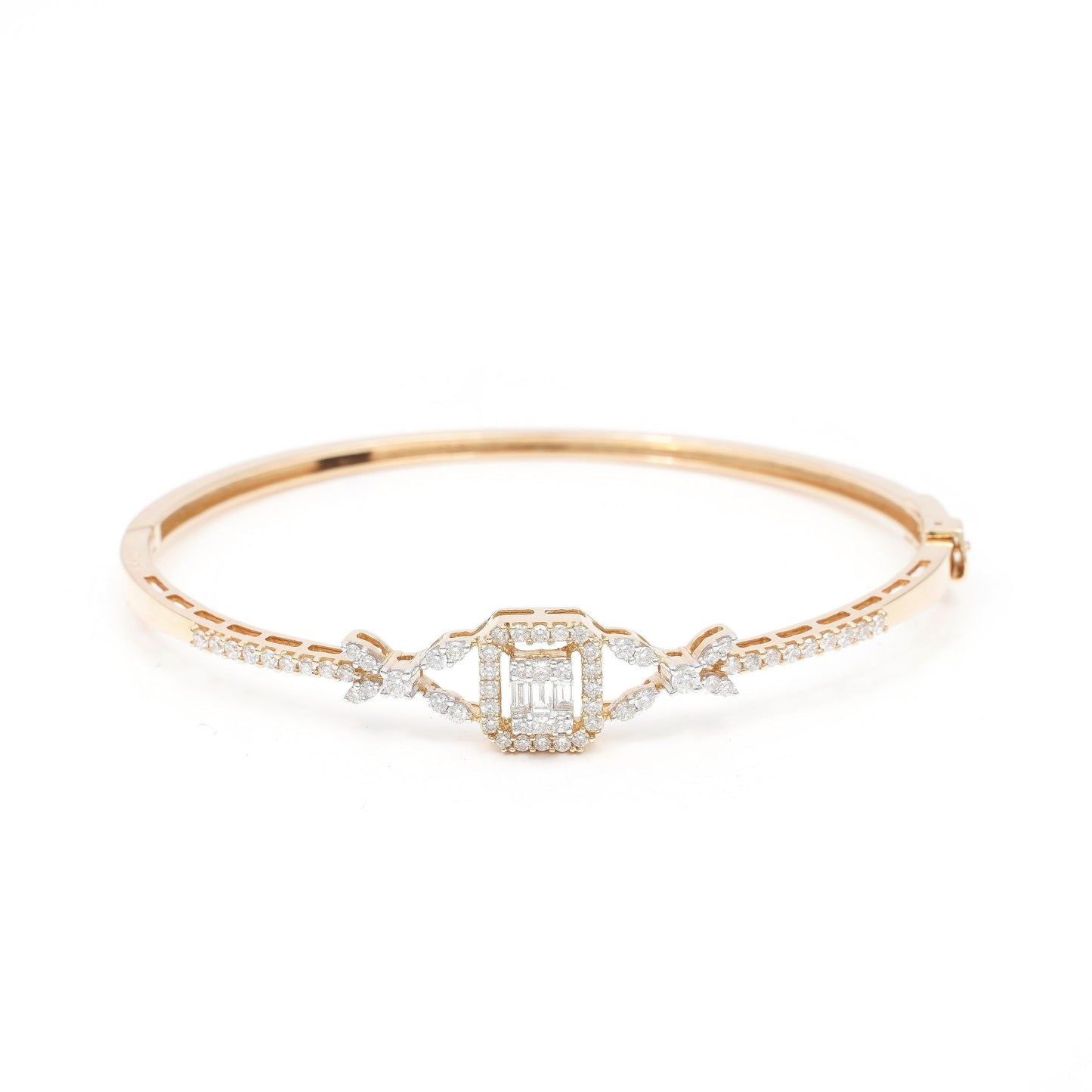Zivar 18K yellow gold diamond bracelet with 65 round and baguette diamonds - Zivar.in