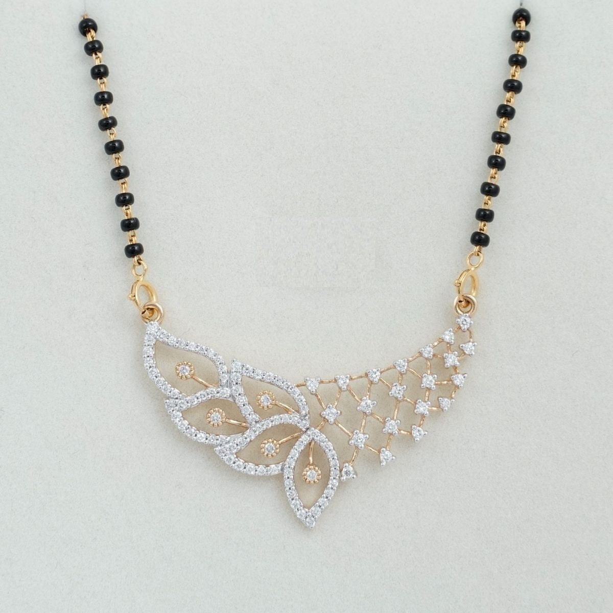 18KT Yellow Gold Diamond Mangalsutra with 0.79 Carat Round VS GH Certified Diamonds - Zivar.in