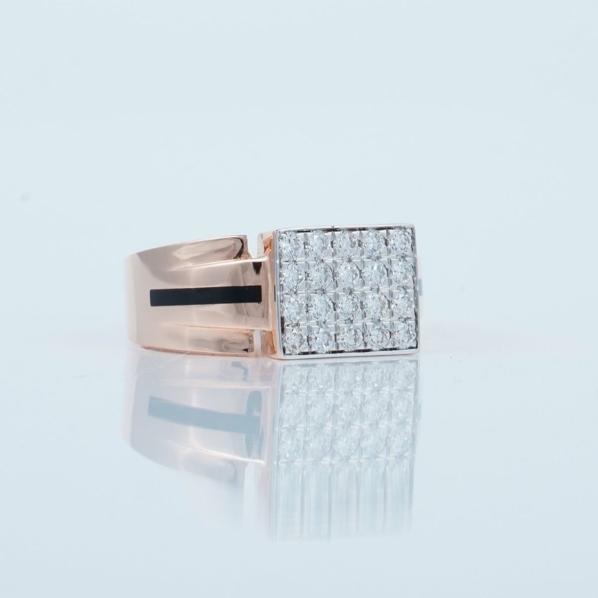 Zivar 18K rose gold diamond ring with 20 round diamonds - zivar.in