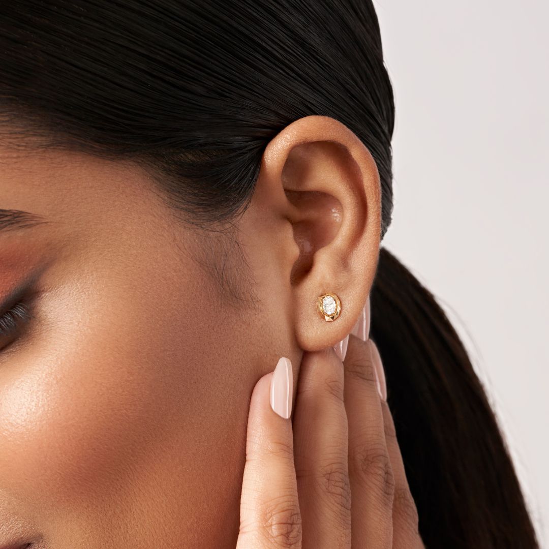 Oval Diamond Solitaire Earring - zivar.in