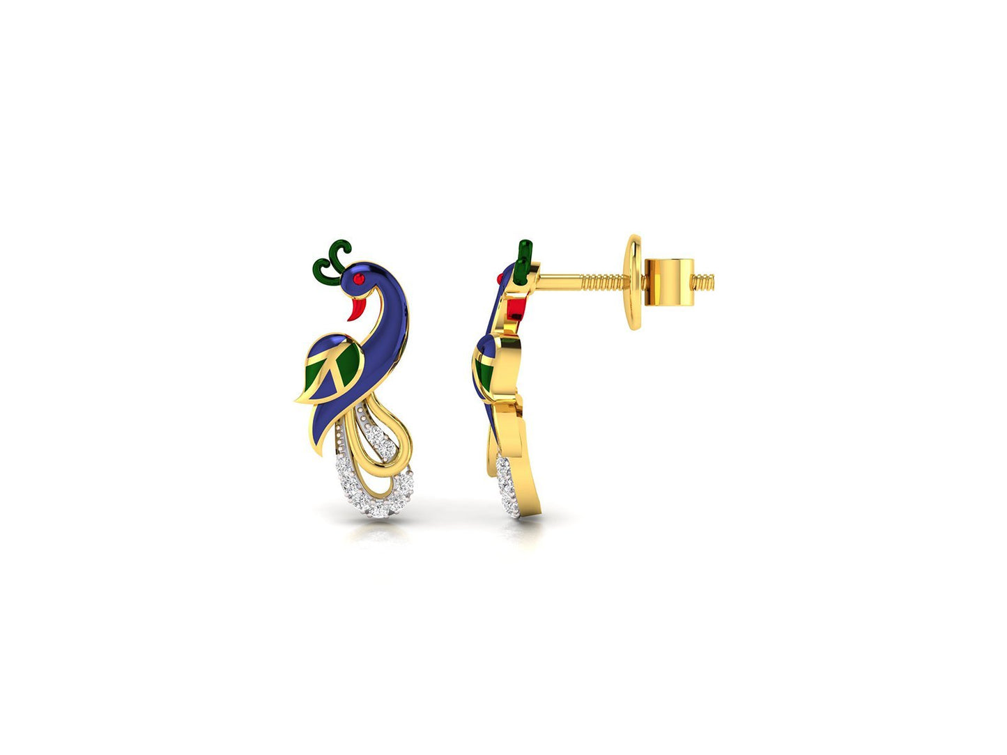 PEACOCK FEATHERS DIAMOND EARRING - zivar.co