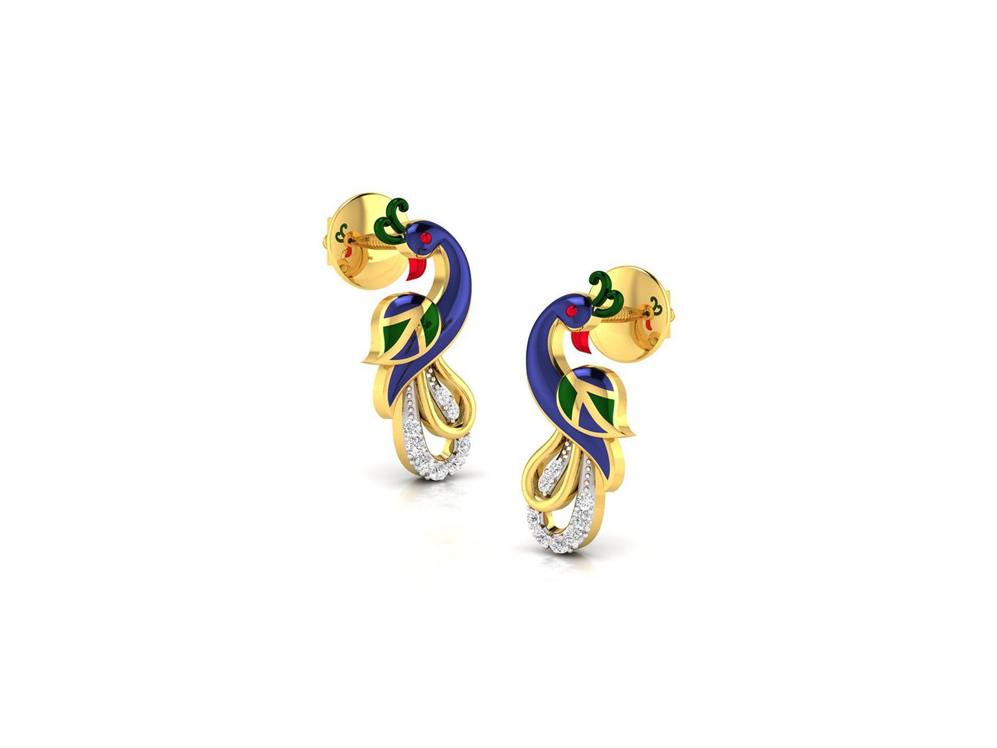 PEACOCK FEATHERS DIAMOND EARRING - zivar.co