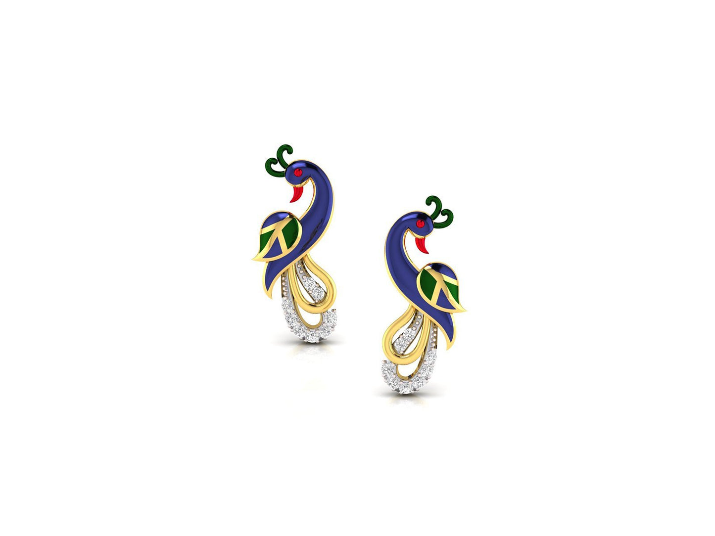 PEACOCK FEATHERS DIAMOND EARRING - zivar.co