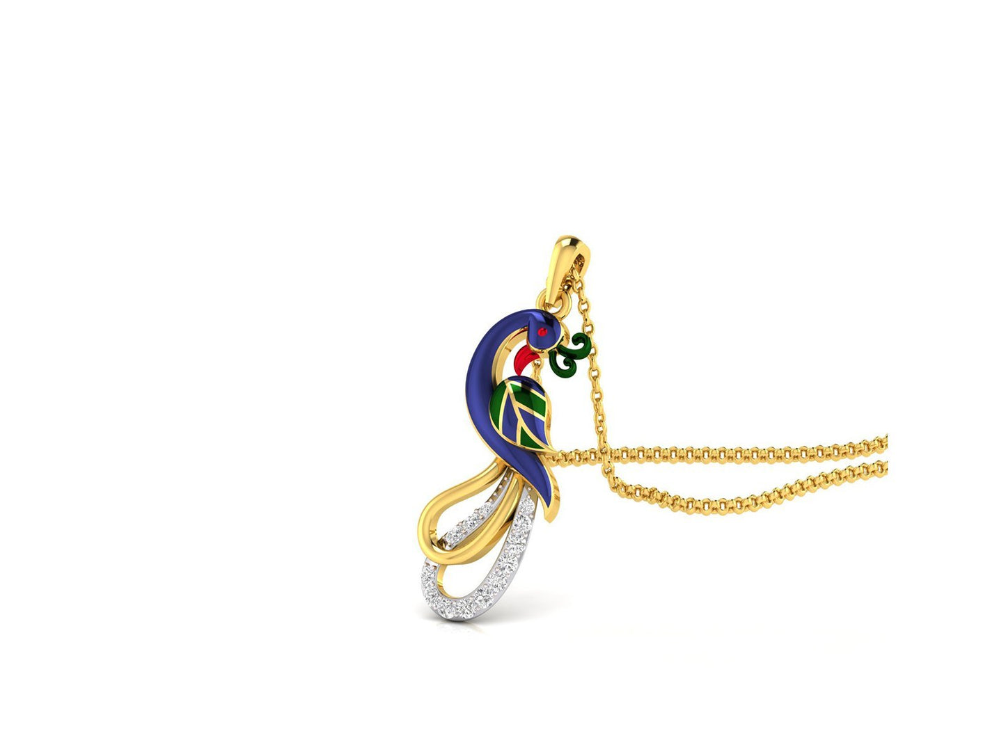 PEACOCK FEATHERS DIAMOND PENDANT - zivar.co