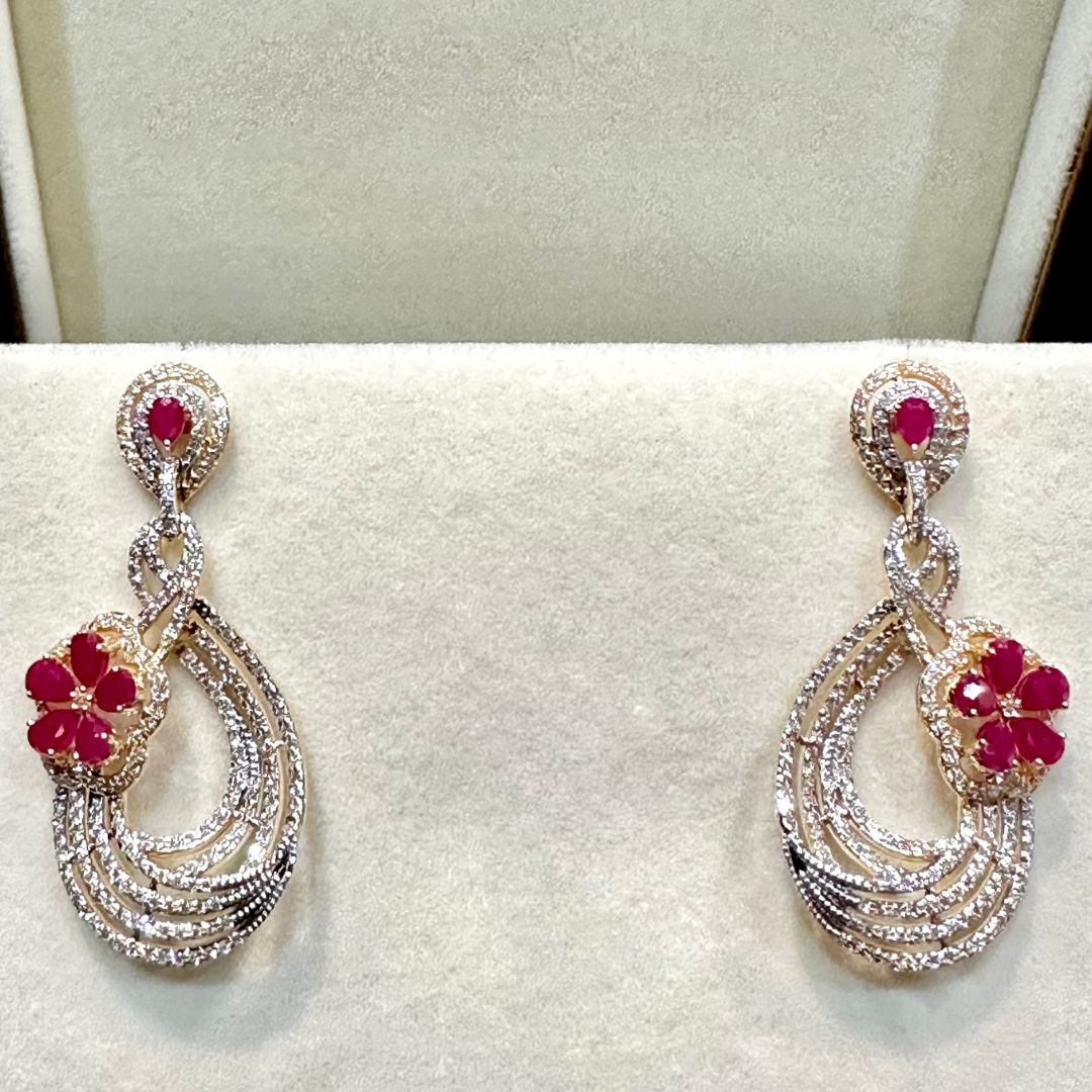 Pink Stone Diamond Earrings - zivar.in