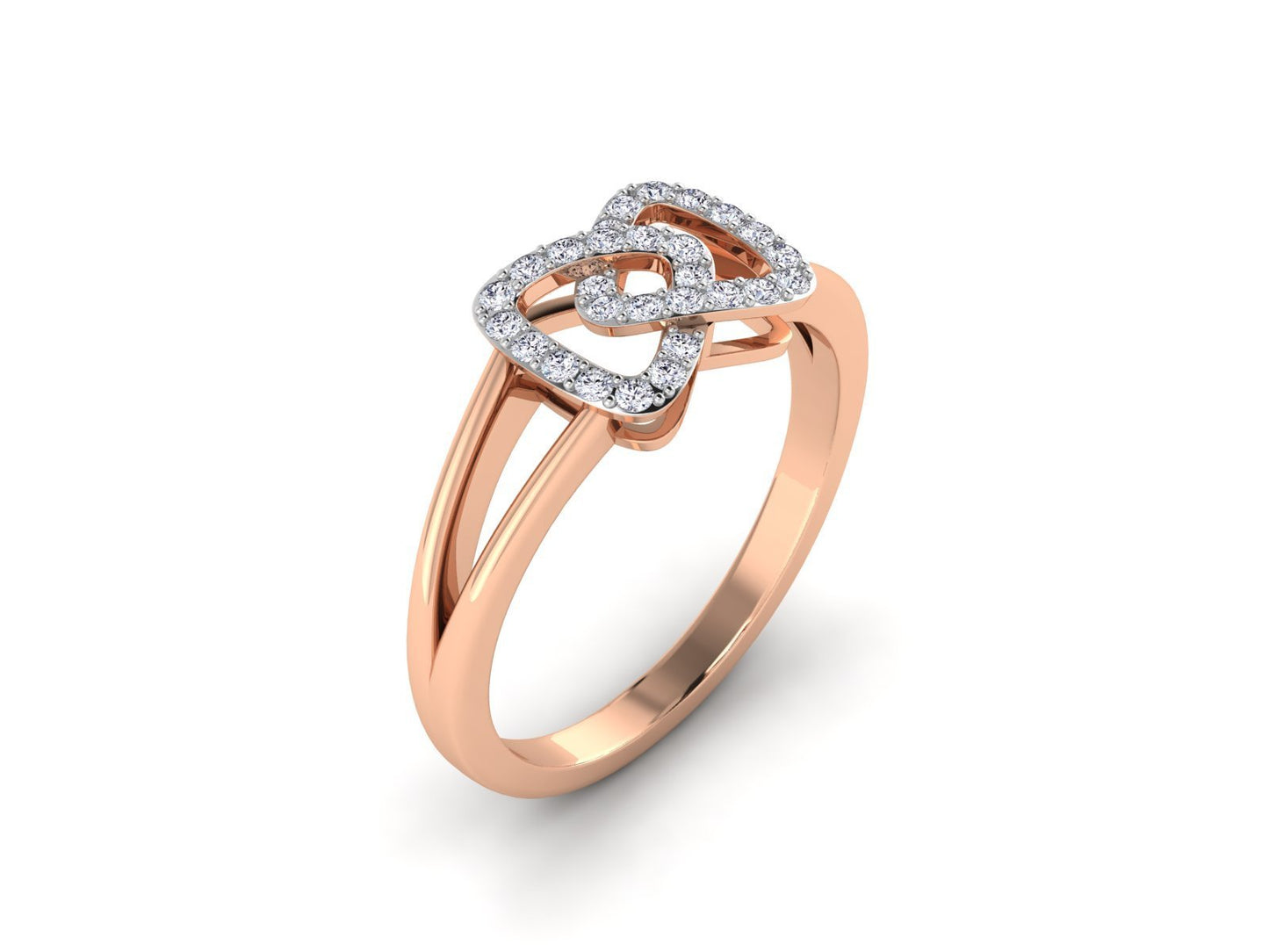 Stylish terri diamond ring in 18K solid rose gold with 28 certified round diamonds - Zivar.in