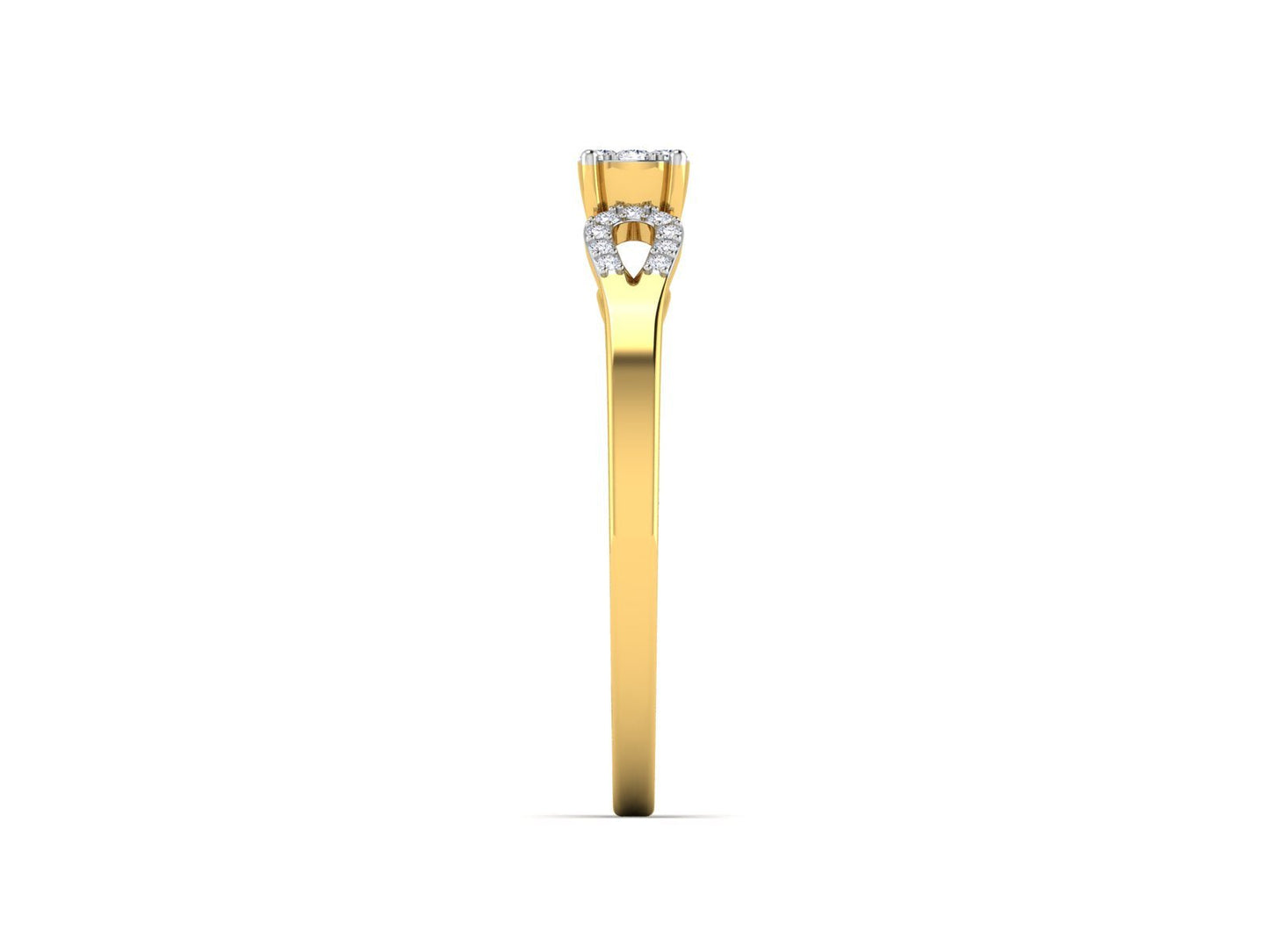 Elegant tyra diamond ring in 18K yellow gold with 27 certified round diamonds - Zivar.in