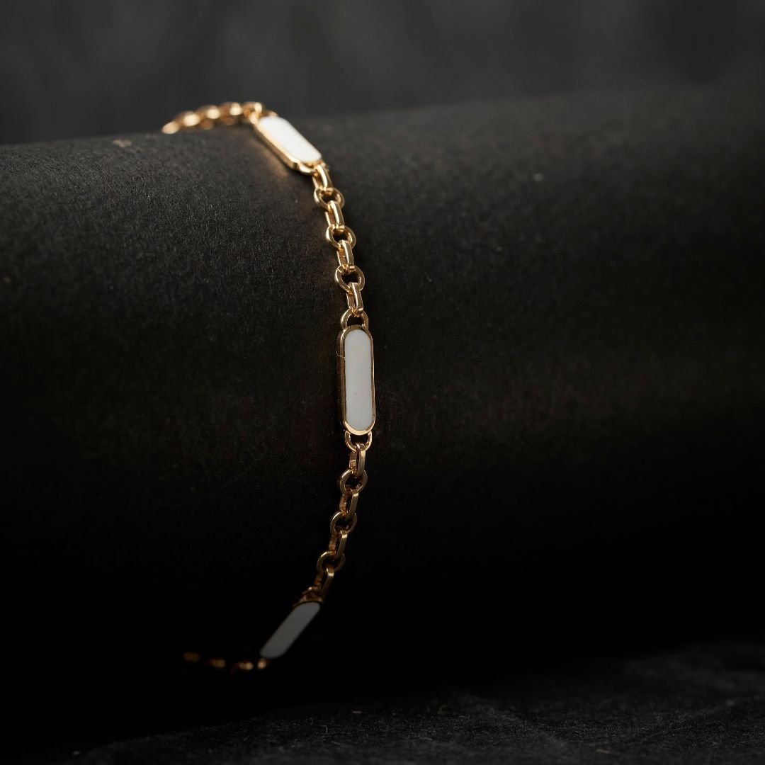 White Link Gold Bracelet - zivar.in