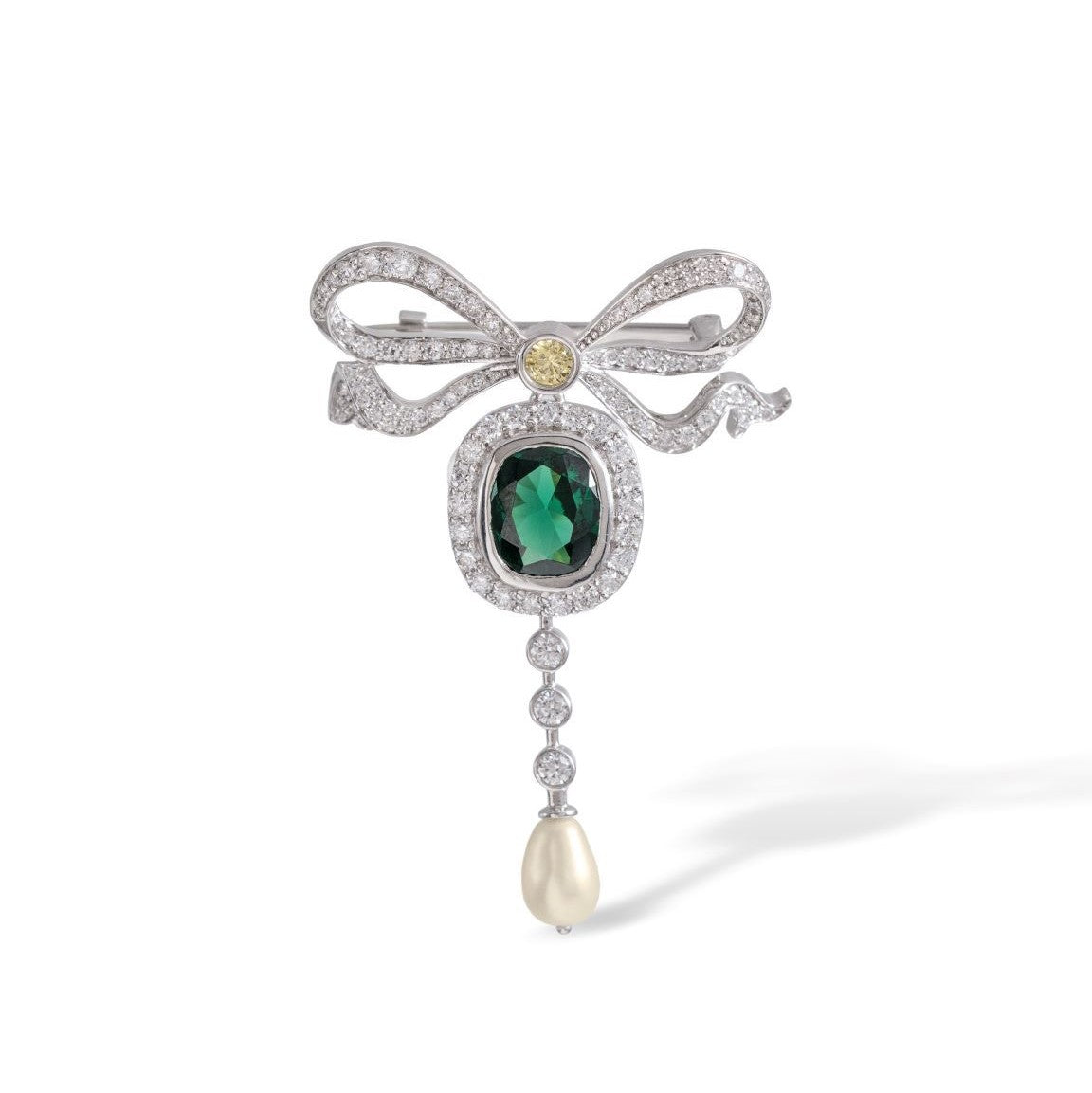 Emerald Ribbon Brooch