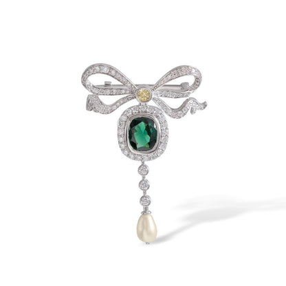 Emerald Ribbon Brooch