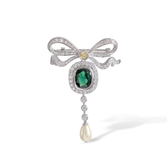 Emerald Ribbon Brooch