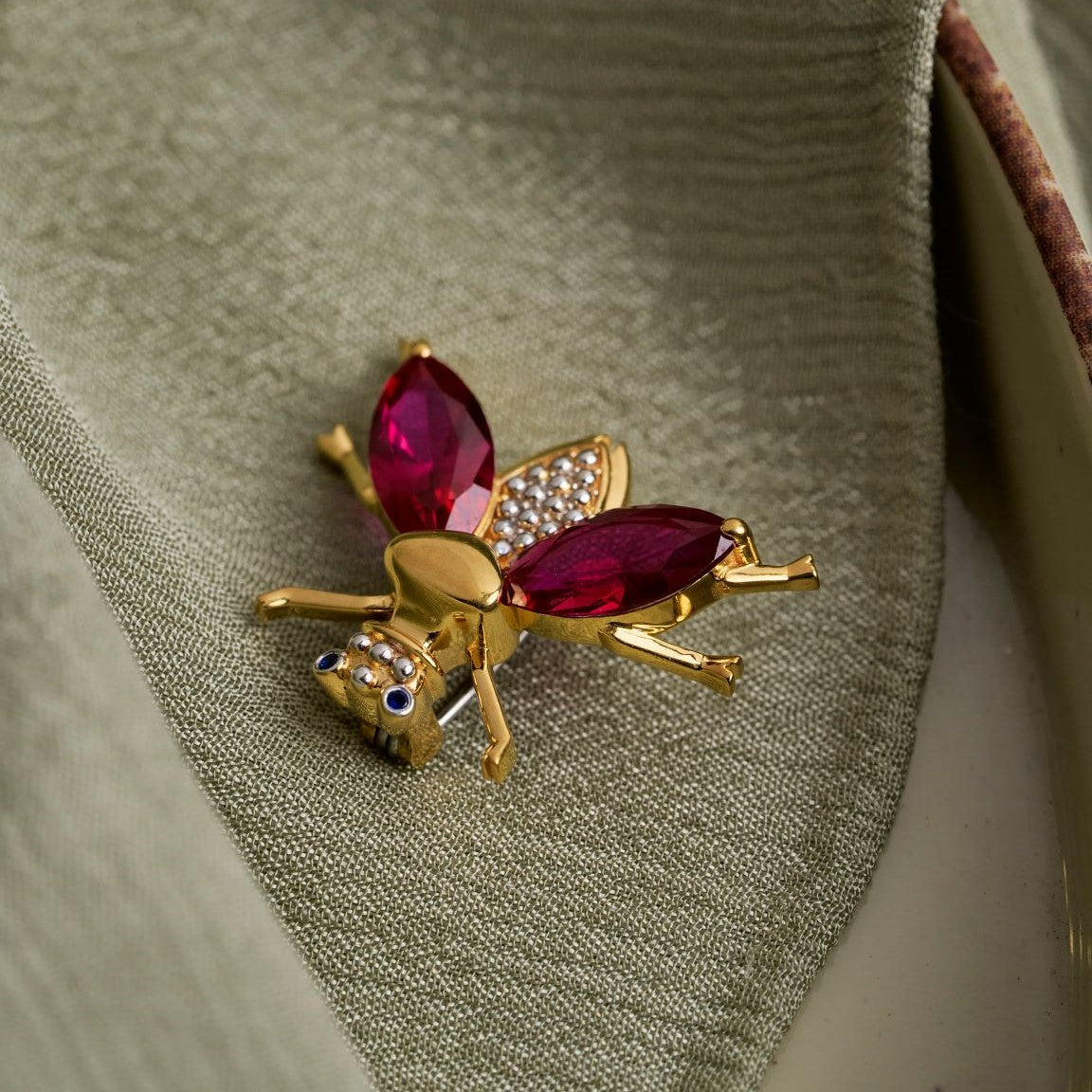 Ruby Nectar Bee Brooch