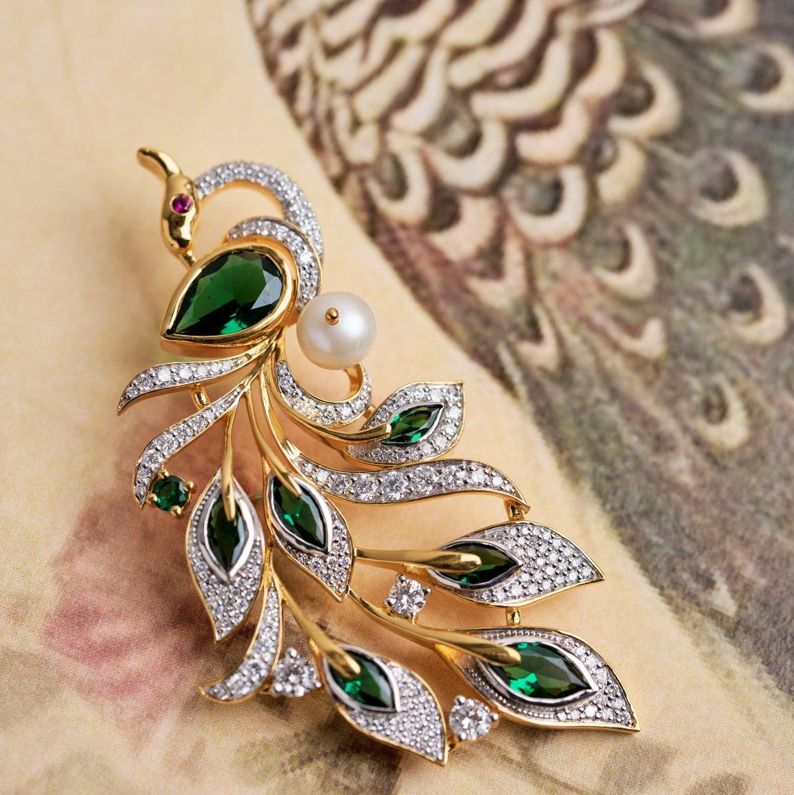 Aurelia Peacock Brooch