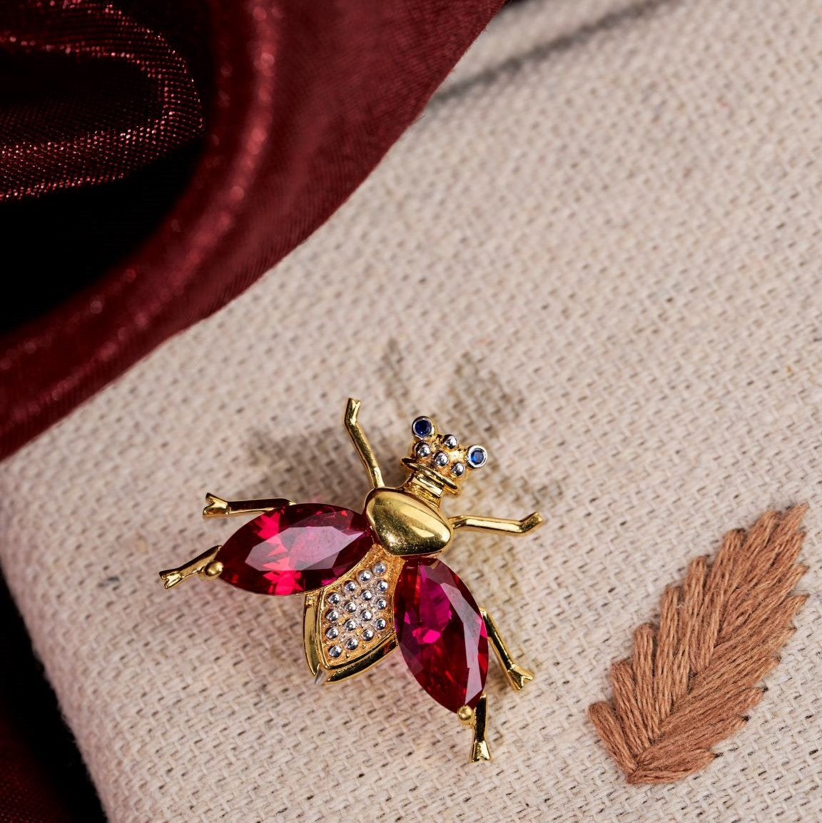 Ruby Nectar Bee Brooch