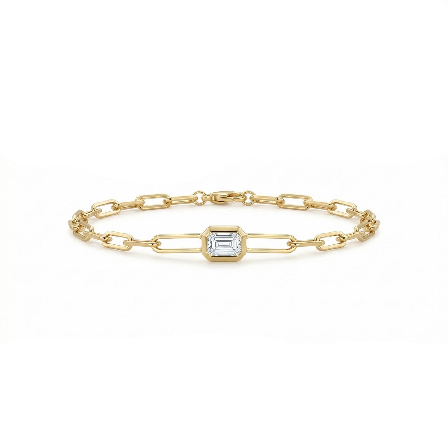 Emerald Diamond Solitaire Bracelet