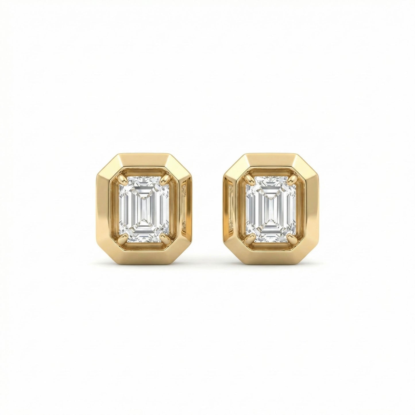 Emerald Diamond Solitaire Earrings