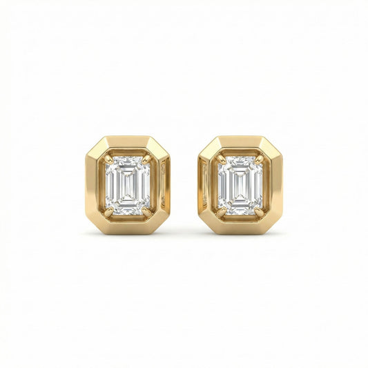 Emerald Diamond Solitaire Earrings