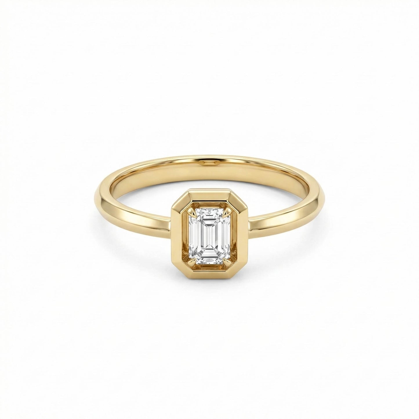 Emerald Diamond Solitaire Ring