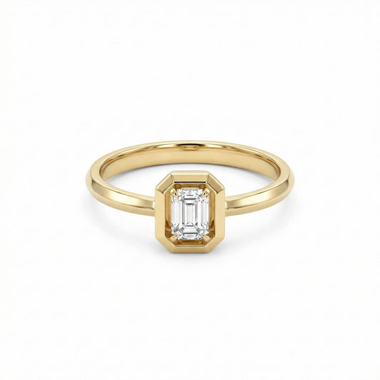 Emerald Diamond Solitaire Ring