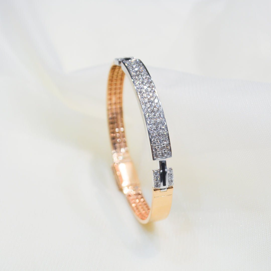 Jonas diamond bracelet in 18K gold with 2.14 ct round diamonds and black ceramic accents - Zivar.in