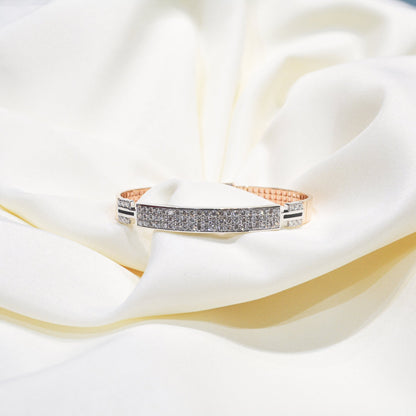 Jonas diamond bracelet in 18K gold with 2.14 ct round diamonds and black ceramic accents - Zivar.in