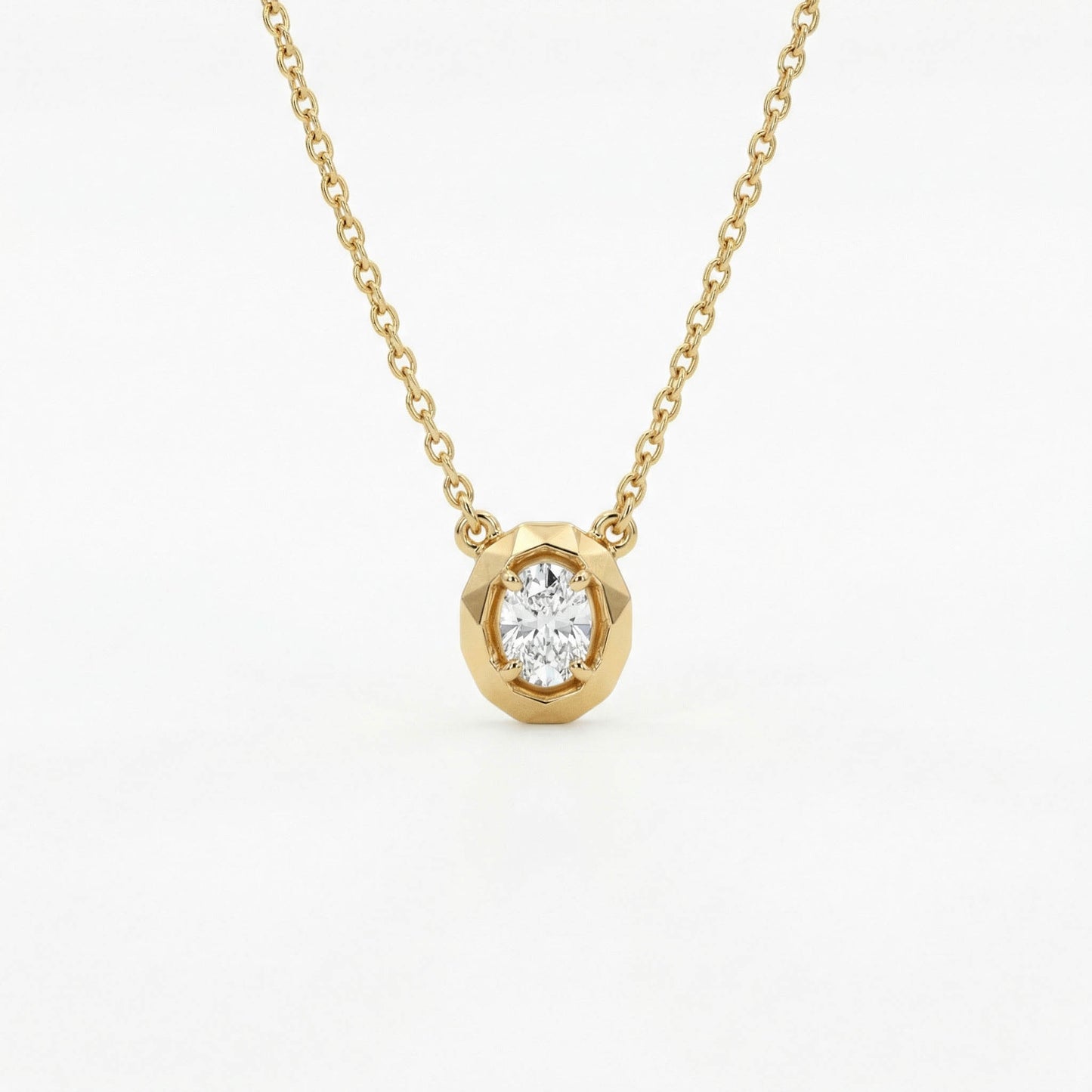Oval Diamond Solitaire Neckpiece