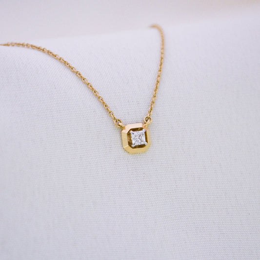 Princess Diamond Solitaire Neckpiece - zivar.in