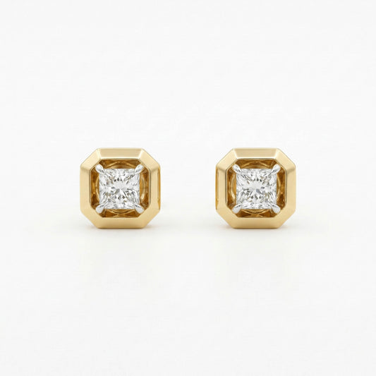 Princess Diamond Solitaire Earrings