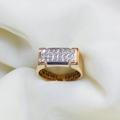 Roland 18K rose gold diamond ring with rectangular design – 0.715 carat, 21 round diamonds - Zivar.in
