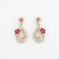 Ruby Diamond Floral Drop Earrings