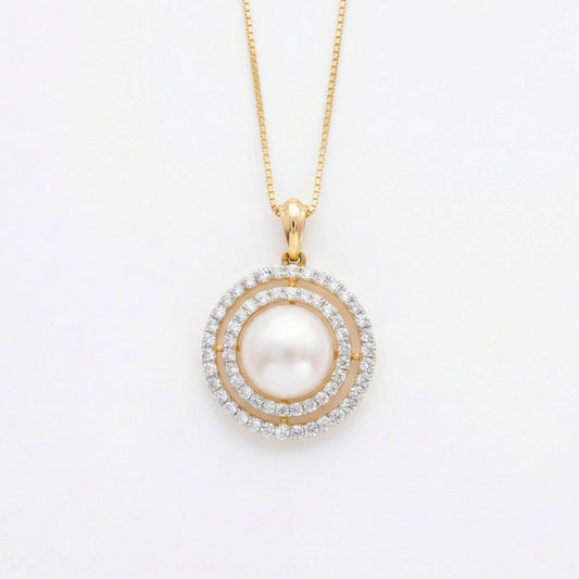 White Pearl Diamond Pendant