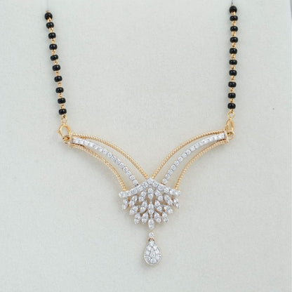 18KT Yellow Gold Diamond Mangalsutra with 1.019 Carat VS GH Certified Diamonds - Zivar.in