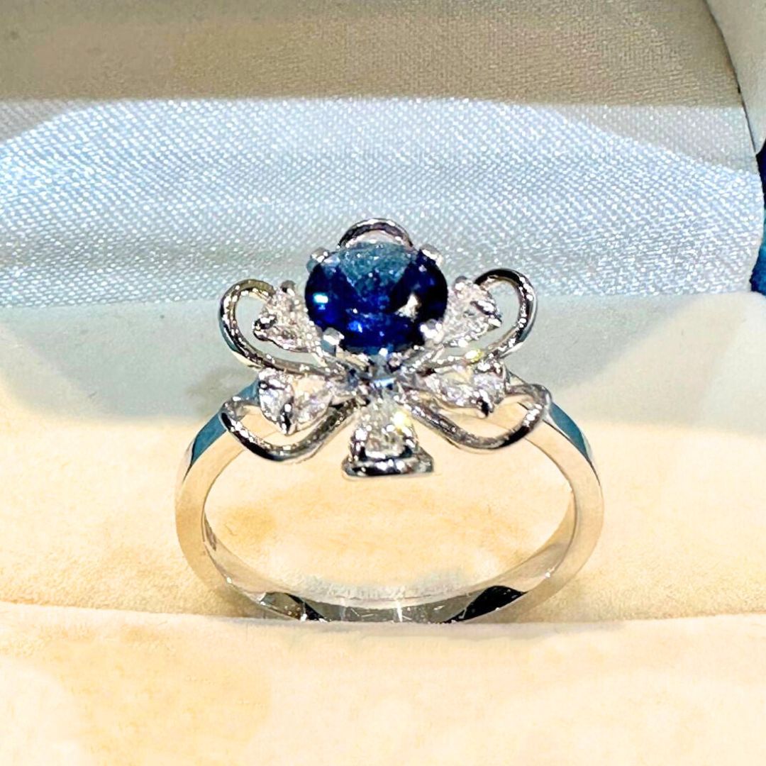 Blue Stone Diamond Ring - zivar.in