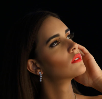 Crystal Single Line Diamond Earring - zivar.in