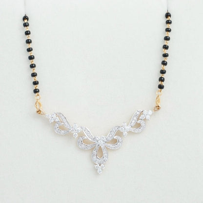 Falak 18KT Yellow Gold Diamond Mangalsutra with 0.77 Carat Round SI IJ Certified Diamonds - Zivar.in